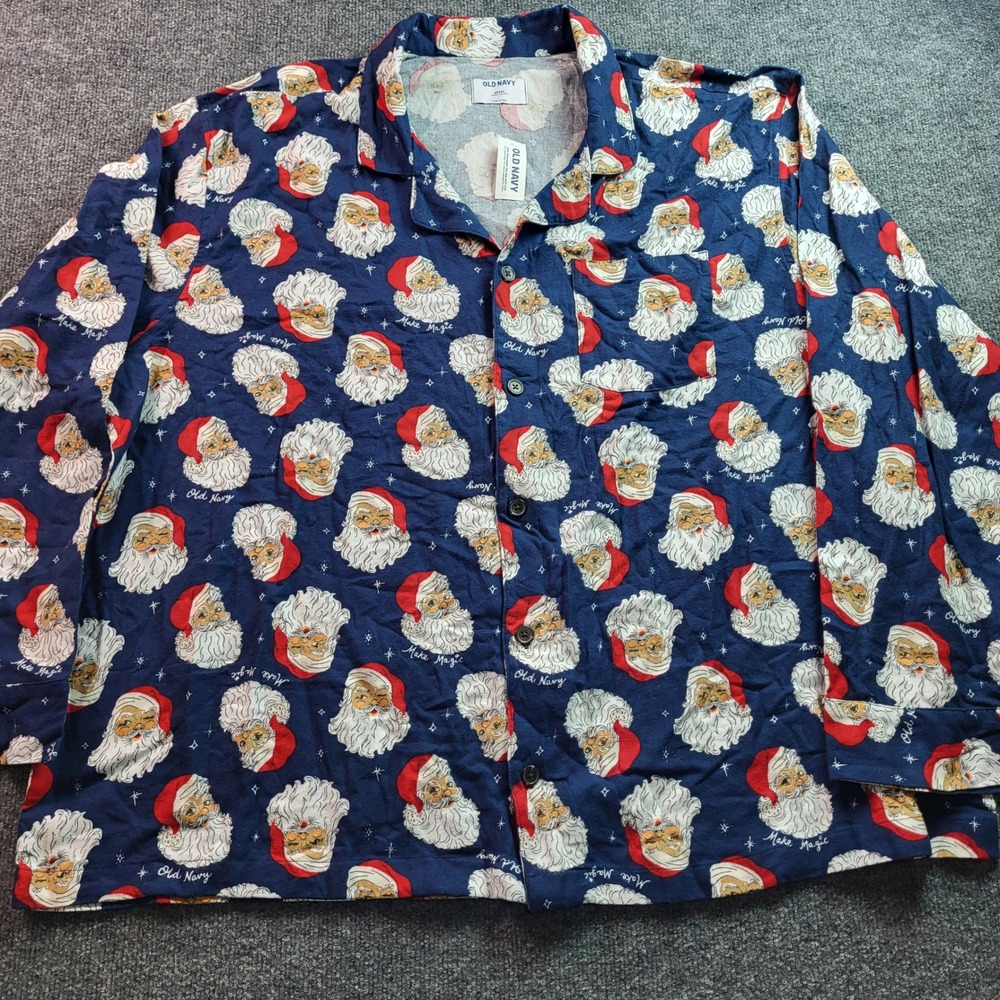 Old Navy Santa Claus Sleep Pajama Top XXXXL Christmas Shirt Long Sleeve NWT - Picture 2 of 9